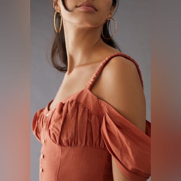 Anthropologie Off-The-Shoulder Linen Mini Dress - Picture 3 of 6